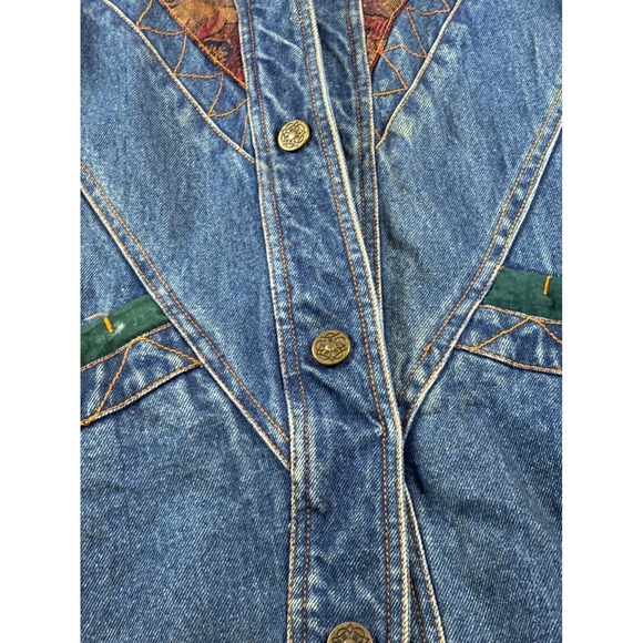 Vintage 90s Southwestern Aztec Denim Jacket Boho Western Tapestry Oversized M - Picture 5 of 13